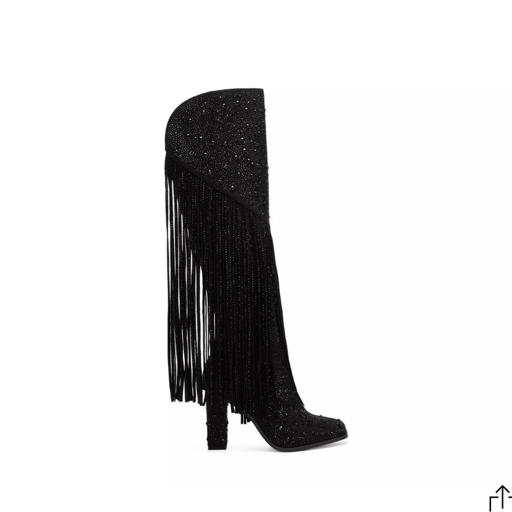Jessica Simpson Black Over the Knee Fringe Boots (Worn Twice) - Picture 2 of 2